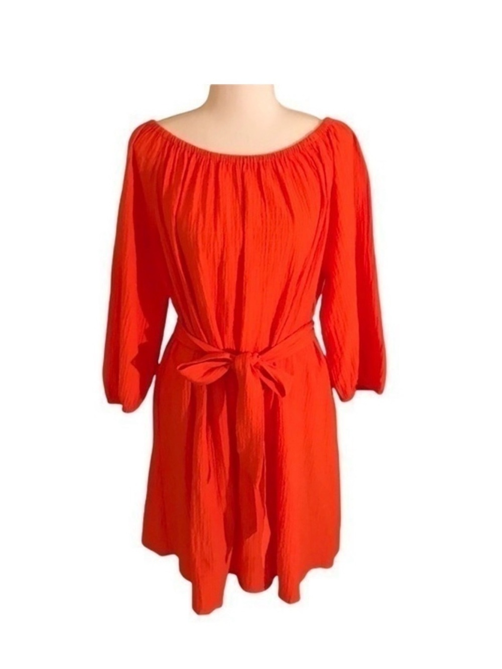 Elizabeth and James Vibrant Orange Mini Dress with belt